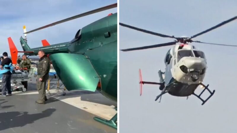 Dois funcionários dos Carabineros ficaram feridos no procedimento: foram levados de helicóptero ao hospital de Temuco